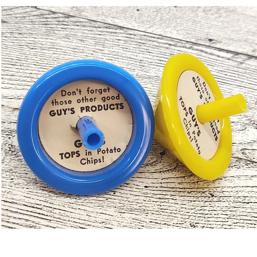 Vintage GUY'S Potato Chips Spinning Tops Retro‎ Promo Toy Collectible Duo Bundle